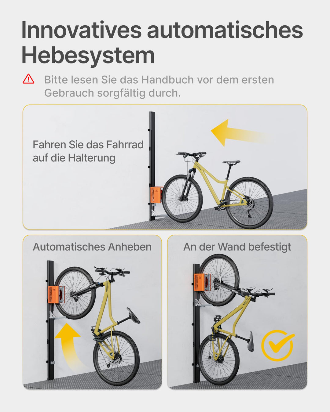 Fahrradlift Vertikal Automatisch Aluminium bis 32 kg für 24–29 Zoll - Bild 2