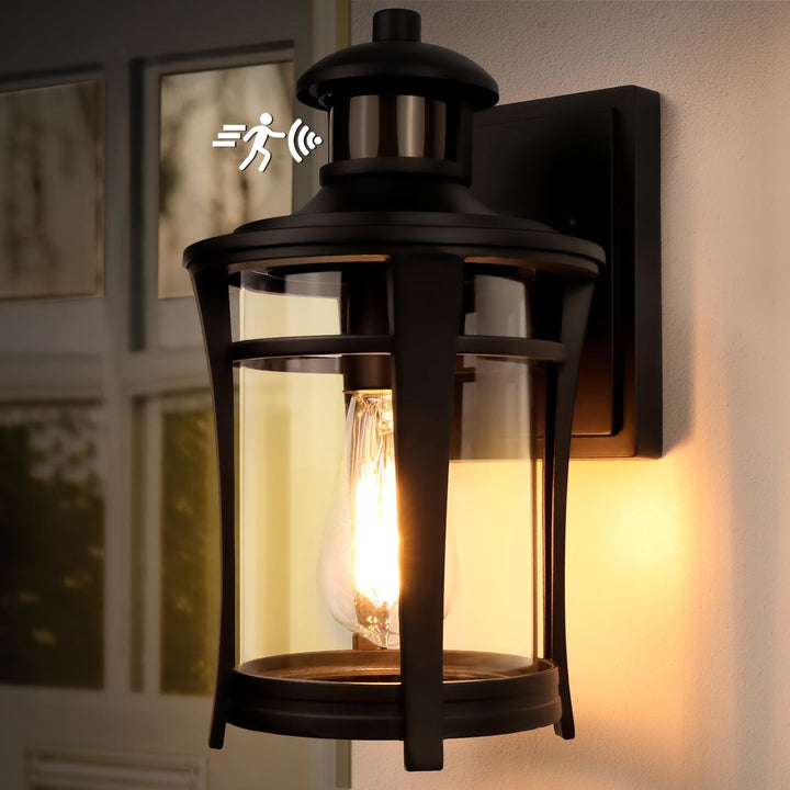 Aussenlampe mit Bewegungsmelder Schwarz Aluminium 3 Modi IP44