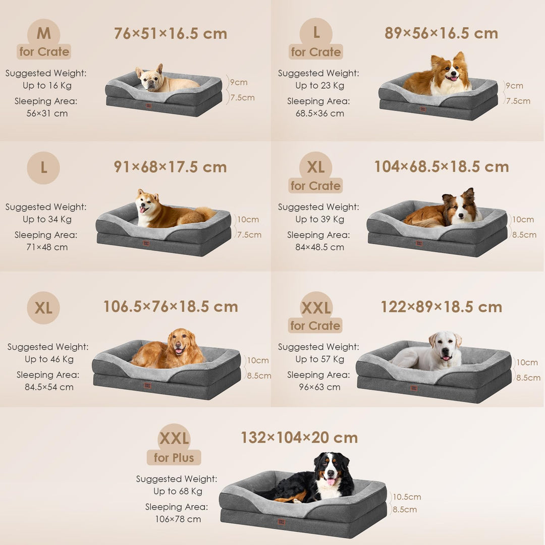 Orthopädisches Hundebett mit 4 Rändern Memory Foam 104x68cm Grau - Bild 5