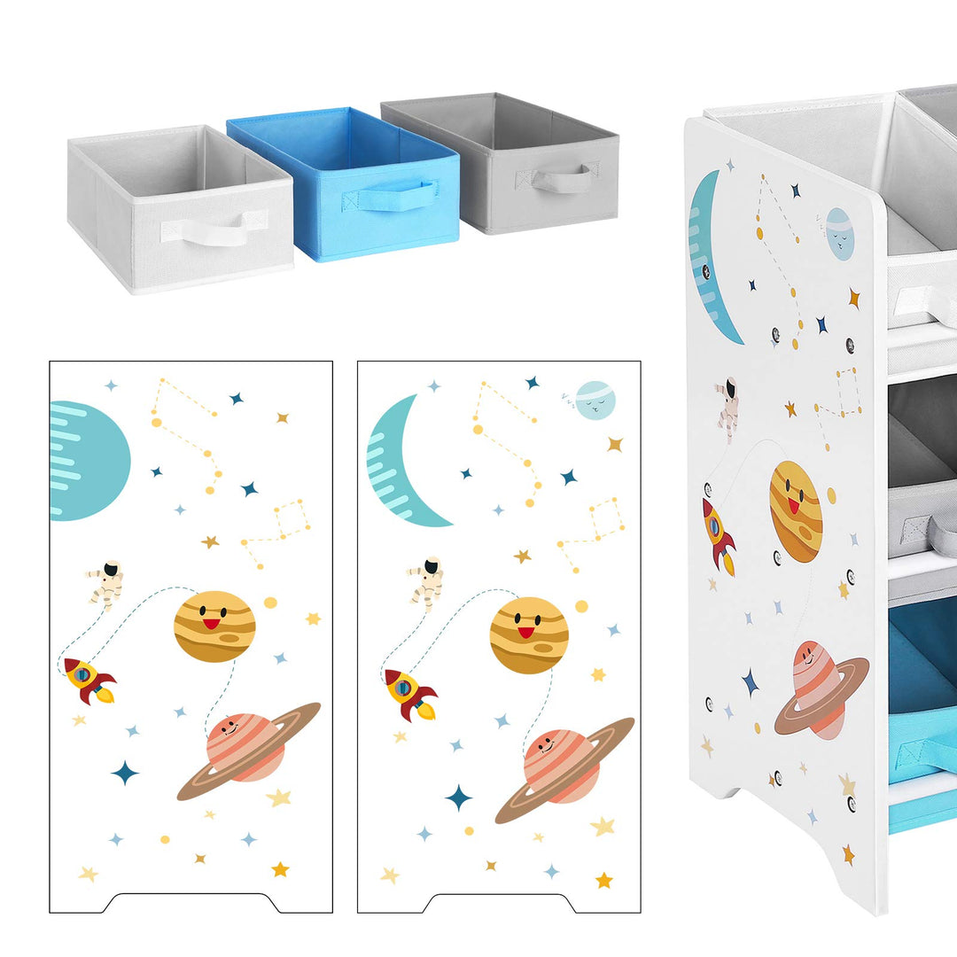 Kinderregal mit 9 Aufbewahrungsboxen MDF Weiss 62,5x29,5x60 cm - Bild 7