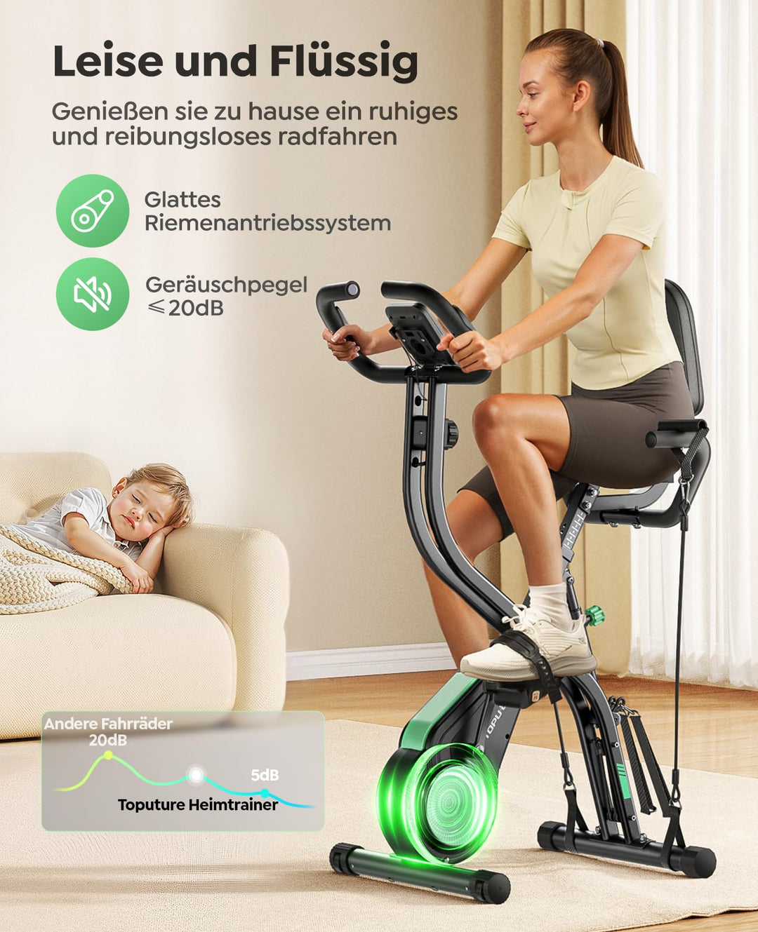 Ergometer klappbar 5-in-1 mit App 16 Stufen bis 140 kg - Bild 4