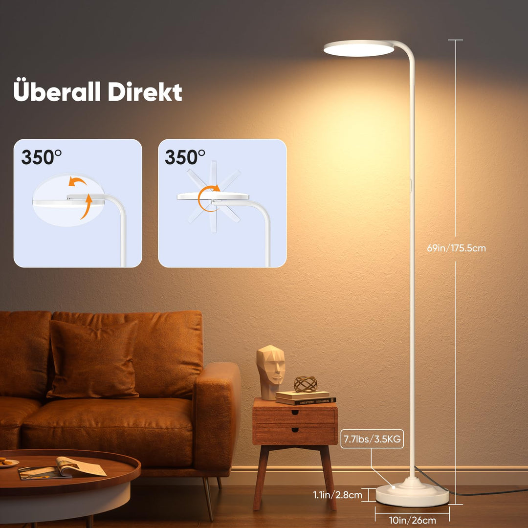 LED Stehlampe Dimmbar 36W mit Fernbedienung 3000K-6000K Weiss - Bild 4
