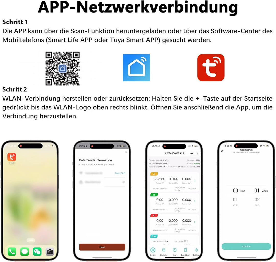 Drehstromzähler WLAN 3-Phasen 9-in-1 Hutschiene 80A Tuya - Bild 5