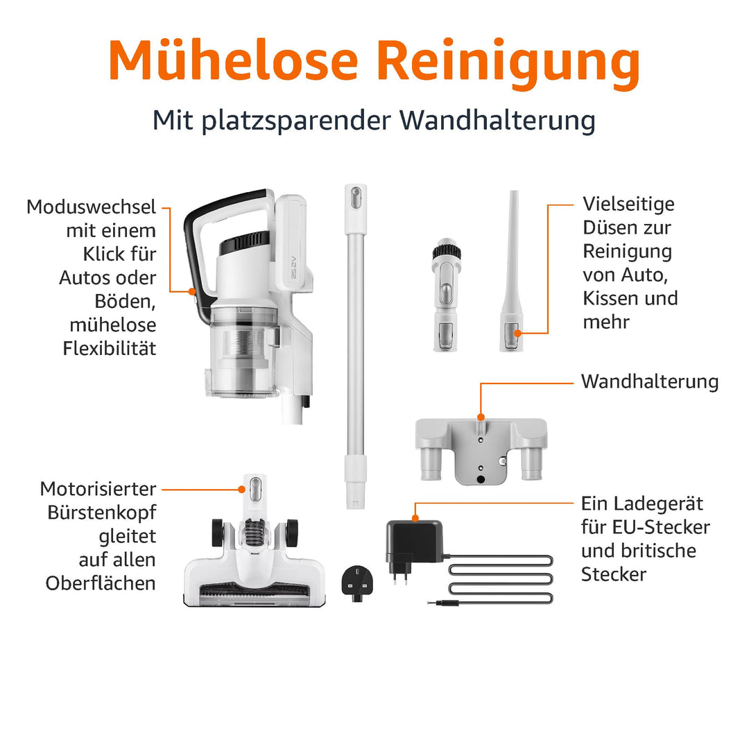 Akku-Staubsauger 2-in-1 mit DC-Motor 150W 0,7 l Behälter - Bild 2