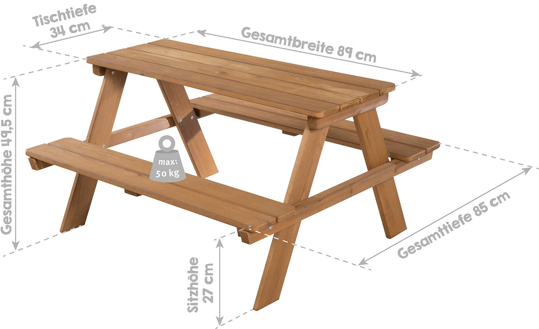 Kinder-Sitzgruppe Massivholz Teak-Optik 4 Plätze für Garten &amp; Terrasse - Bild 8