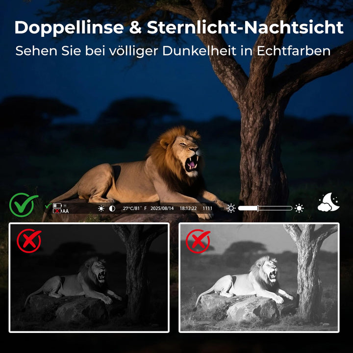 Solar-Wildkamera WLAN Dualobjektiv 60MP 4K Starlight-Nachtsicht - Bild 2