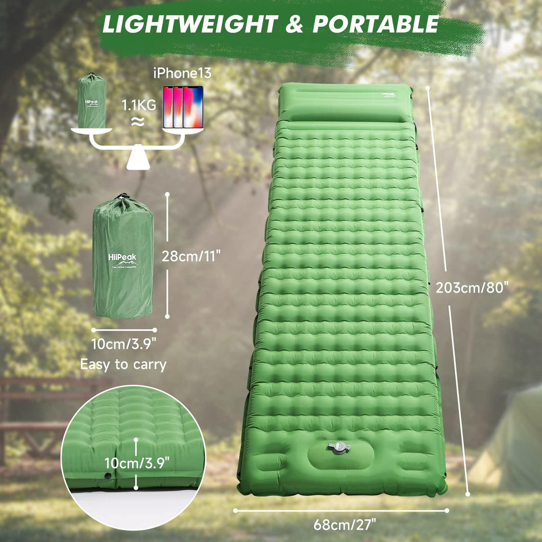 Aufblasbare Campingmatte Ultraleicht 203x68cm mit Kopfkissen und Fusspumpe - Bild 6