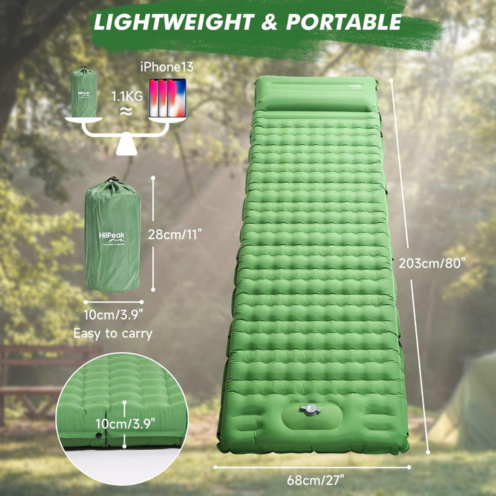 Aufblasbare Campingmatte Ultraleicht 203x68cm mit Kopfkissen und Fusspumpe - Bild 6