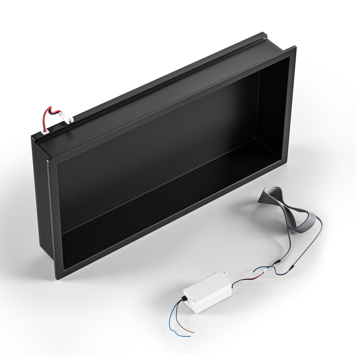 Duschnische Edelstahl mit LED-Licht Schwarz 10x30x60 cm Wandnische - Bild 6