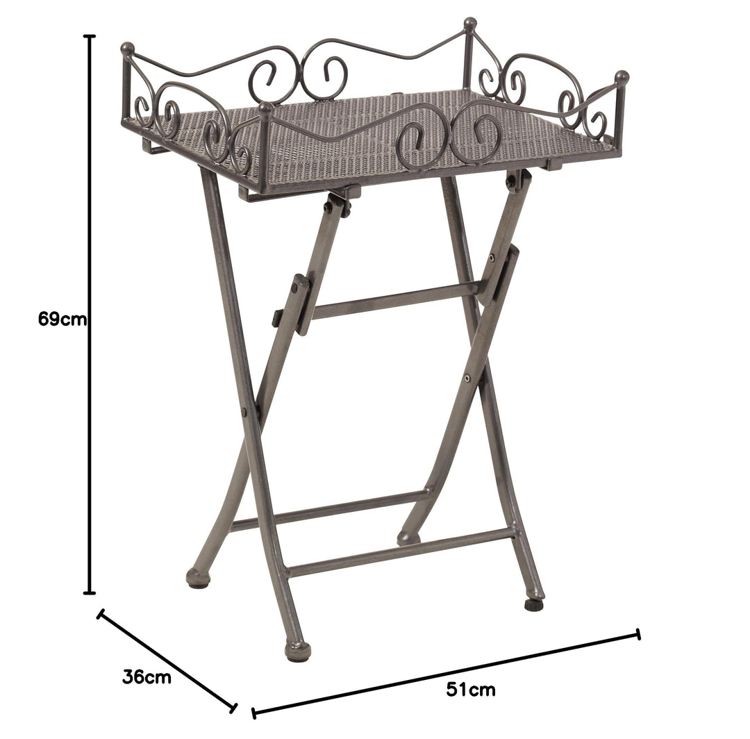 Beistelltisch Garten Stahl eisengrau mit abnehmbarem Tablett 51x69cm - Bild 3