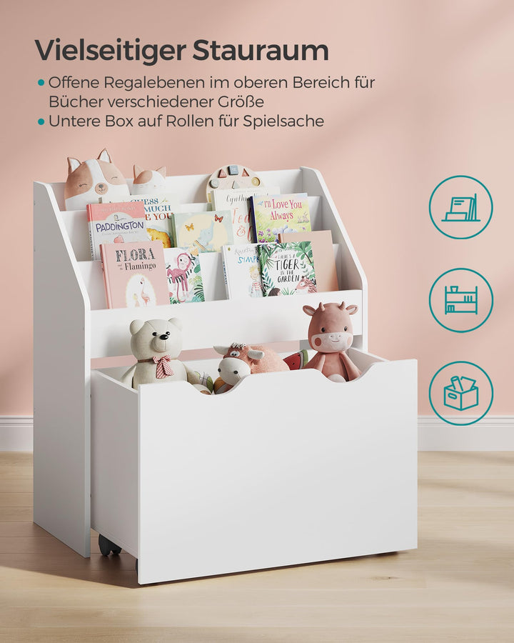 Kinderregal mit 3 Ebenen und Rollbox für Bücher und Spielzeug - Bild 5