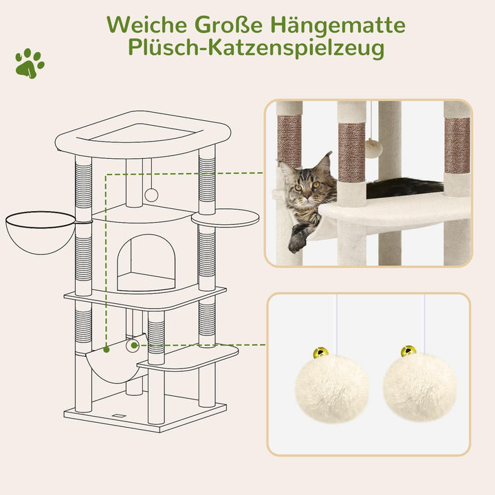 Eck-Kratzbaum mit Hängematte, Höhle und Plattform für 2–4 Katzen - Bild 6