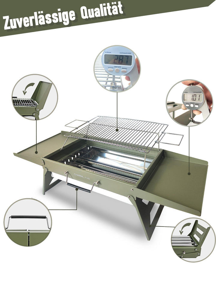 Klappbarer Holzkohlegrill 47x34 cm für 3-5 Personen Camping - Bild 3