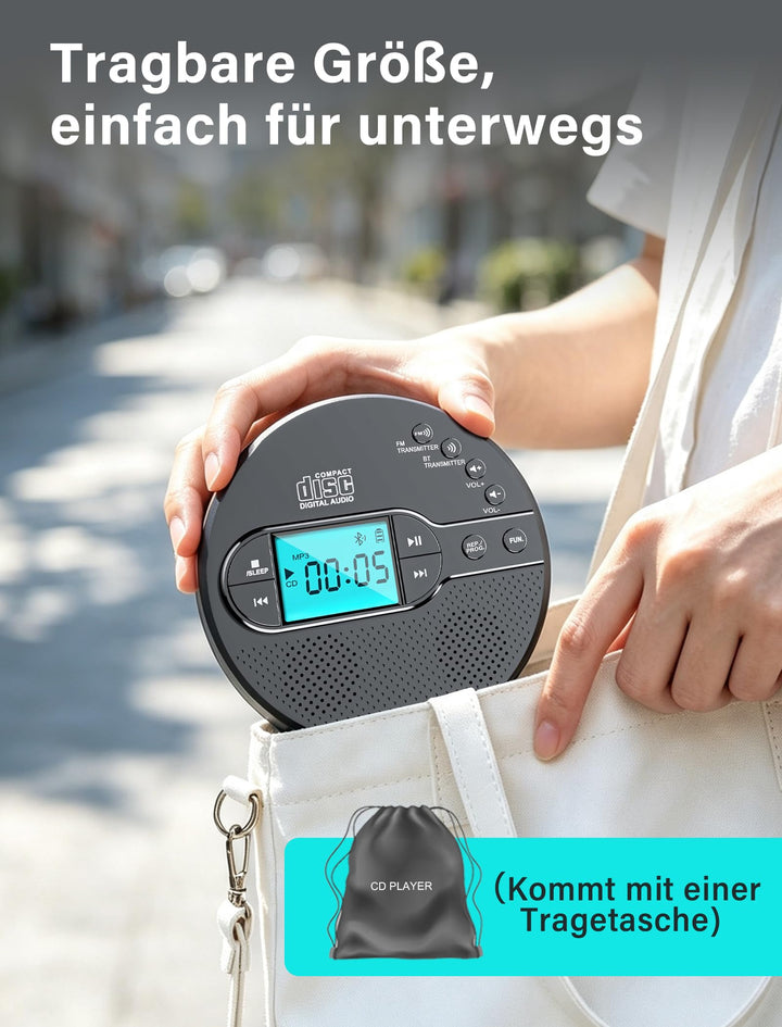 Tragbarer CD-Player mit Bluetooth, FM-Transmitter und LCD-Display - Bild 9