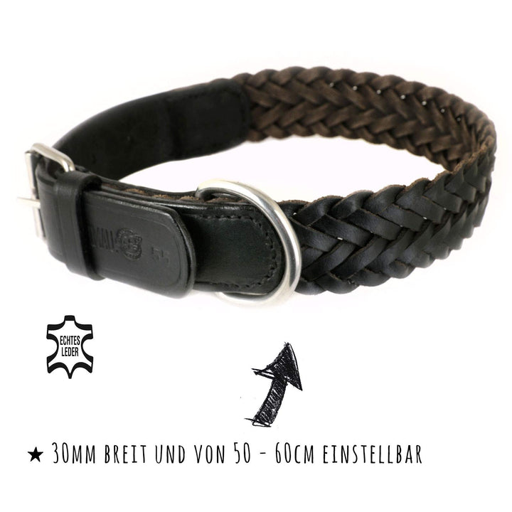 Hundehalsband Echtleder geflochten 30mm breit XL 47-58 cm - Bild 5