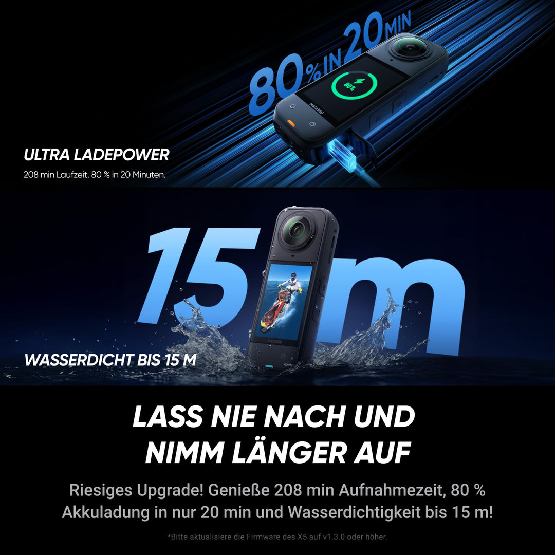 360-Grad-Actionkamera 8K 30fps mit KI-Chip und Selfie-Stick Bundle - Bild 9