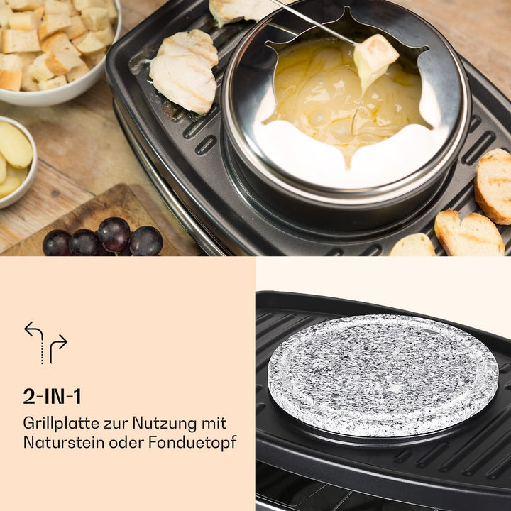 Raclette-Fondue-Set 3-in-1 mit Steinplatte 1100W fuer 8 Personen - Bild 3