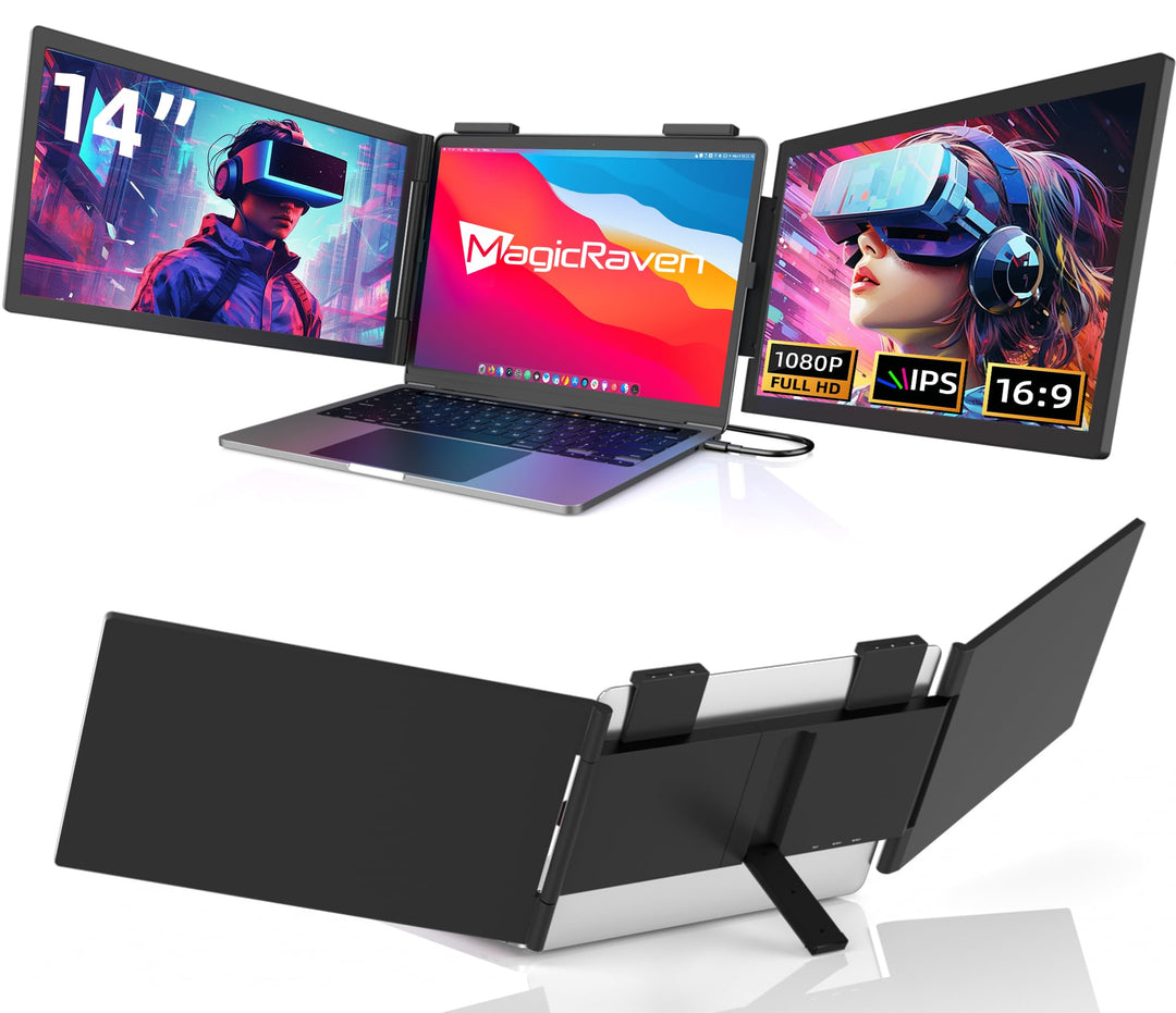 Triple Portable Monitor 14 Zoll FHD 1080P USB-C für Laptops 14-16"