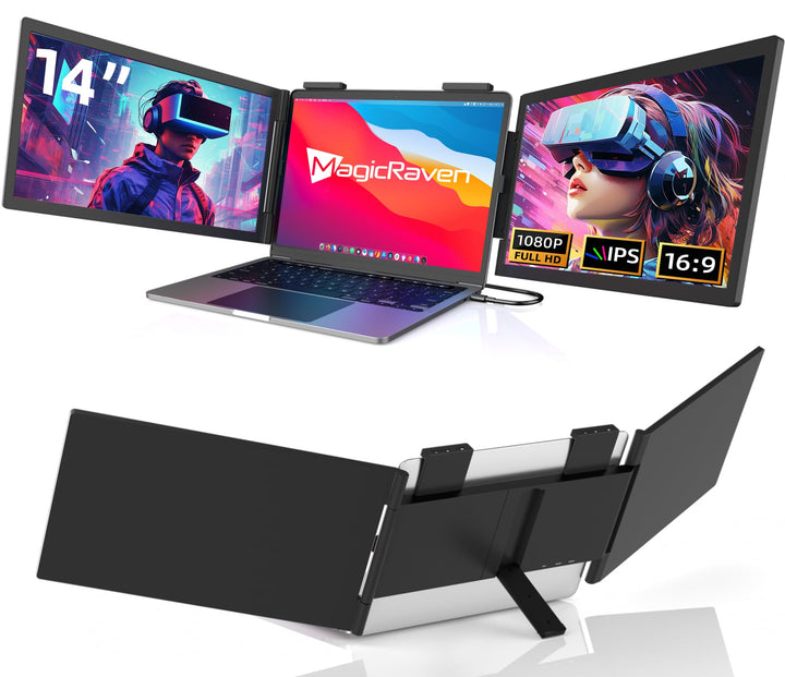 Triple Portable Monitor 14 Zoll FHD 1080P USB-C für Laptops 14-16"