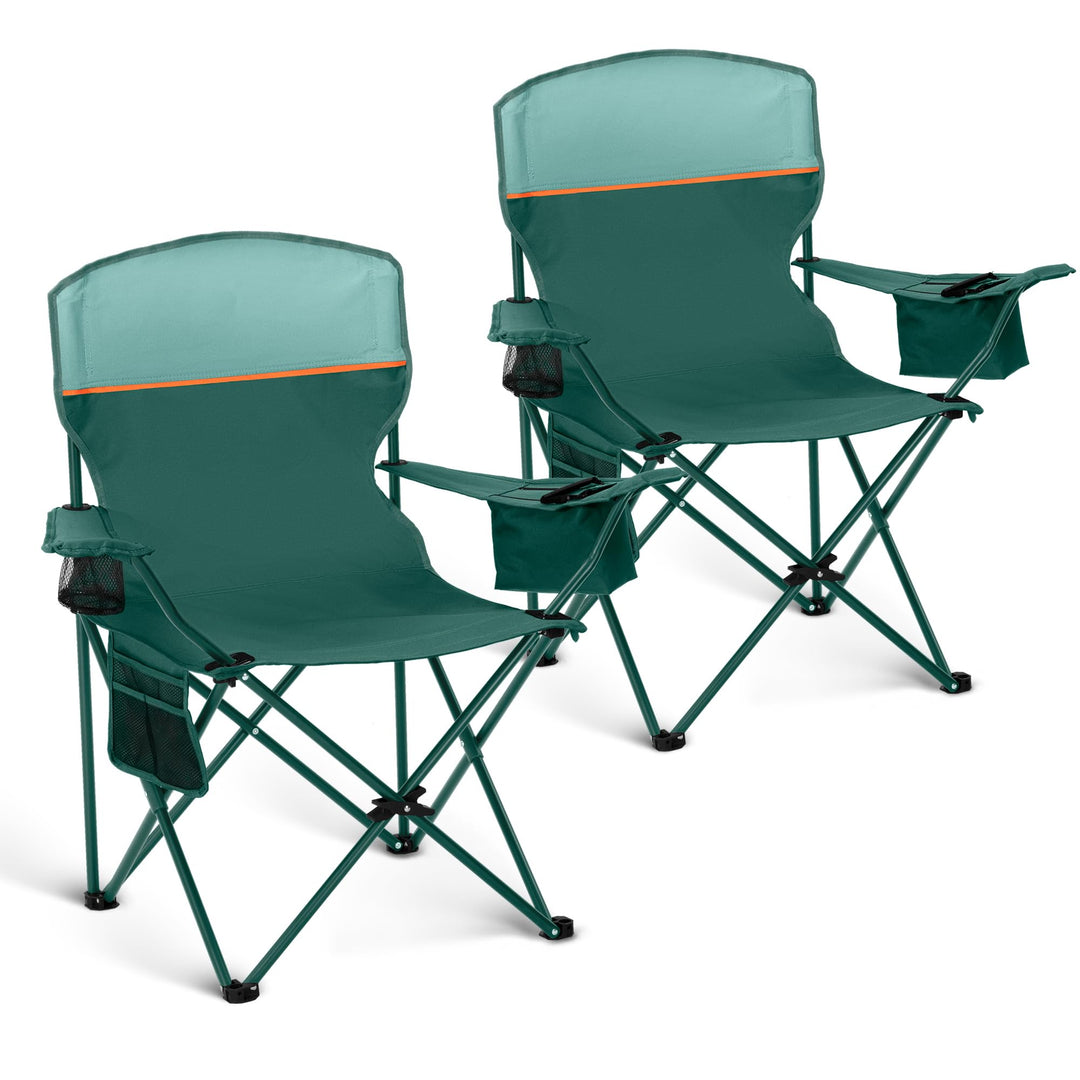 Campingstuhl faltbar 2er-Set 600D-Stoff bis 102 kg mit Kühltasche