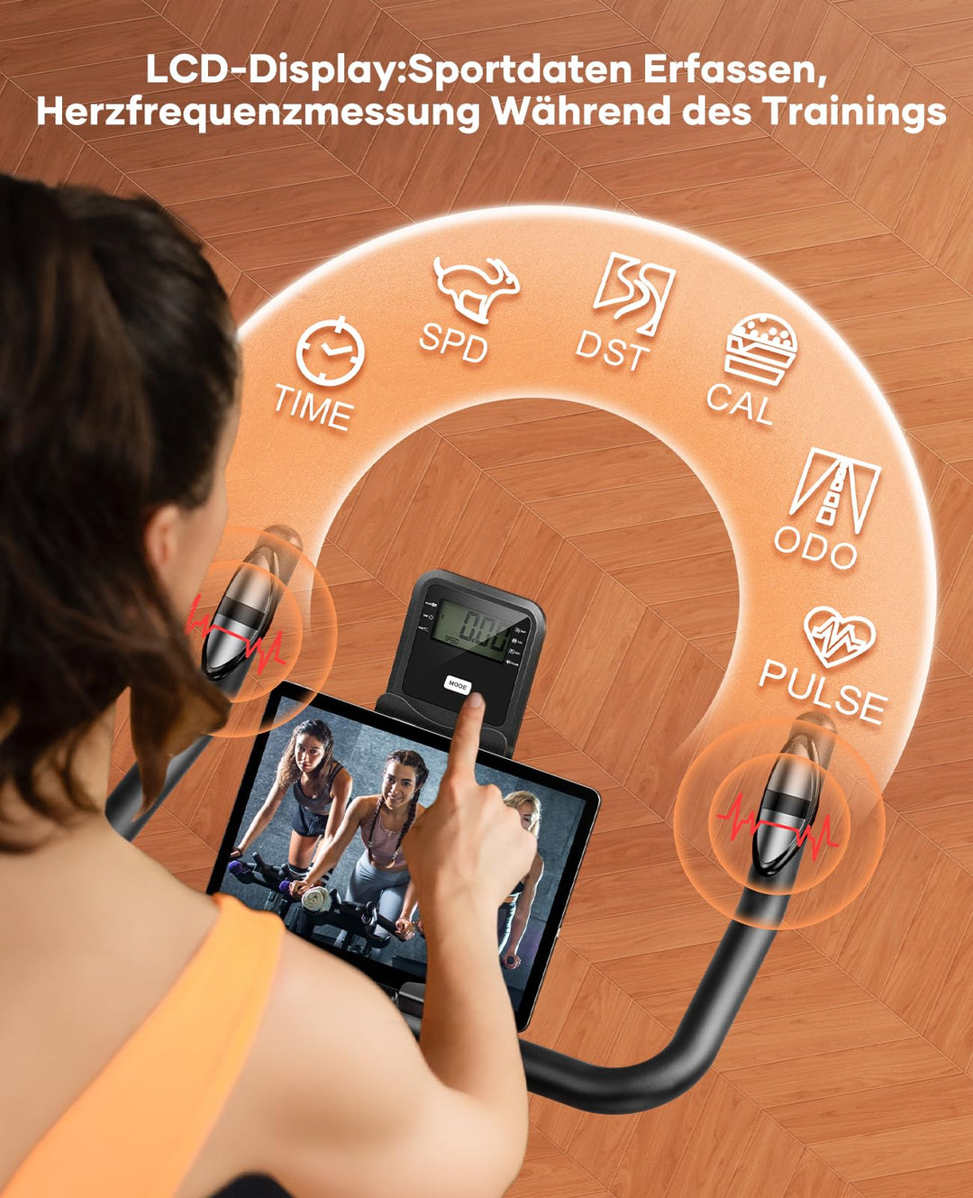 Heimtrainer Ergometer mit App &amp; Pulsmesser 15 kg Schwungrad bis 160 kg - Bild 6