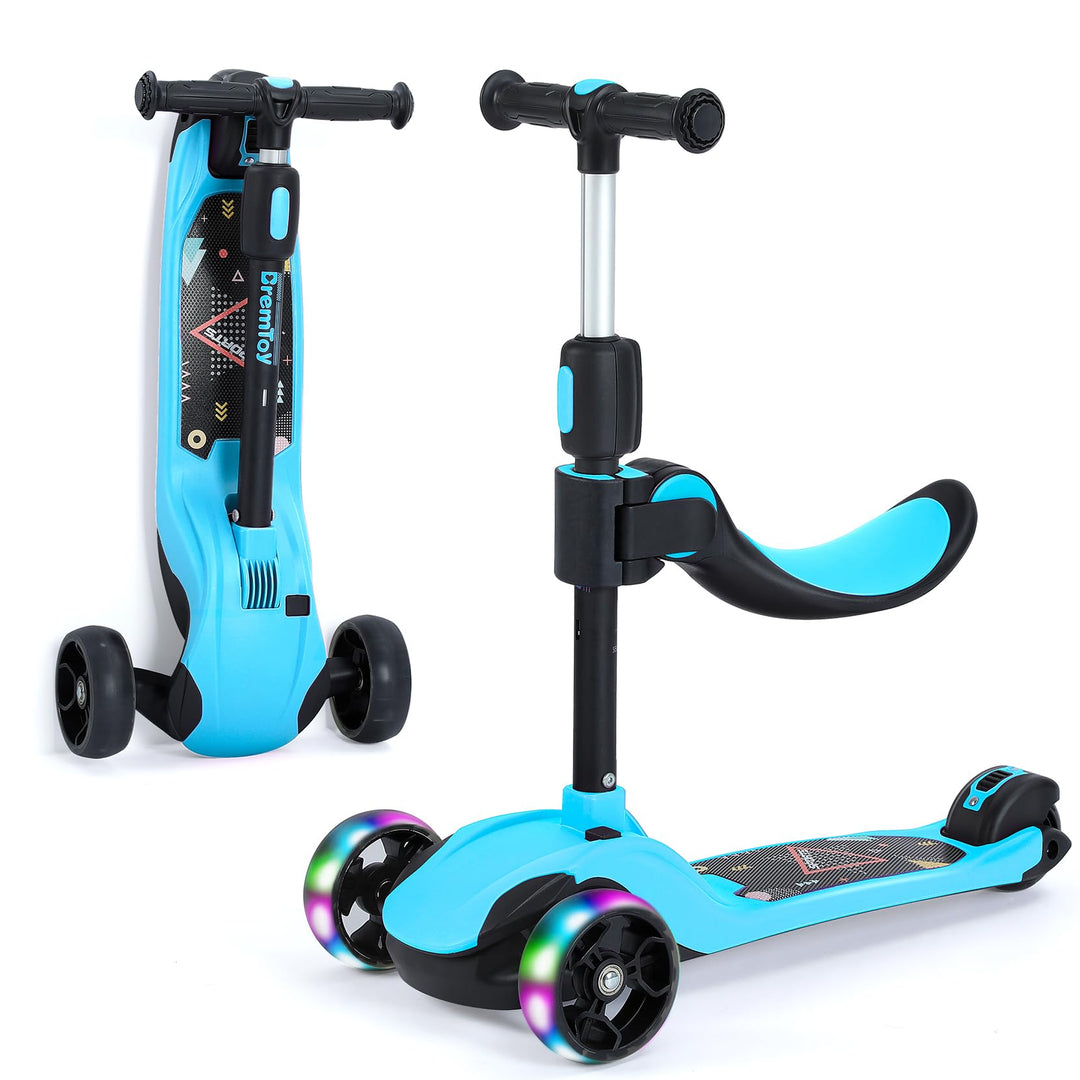 Kinderroller 3-in-1 mit Sitz PU-Räder faltbar für 3-12 Jahre
