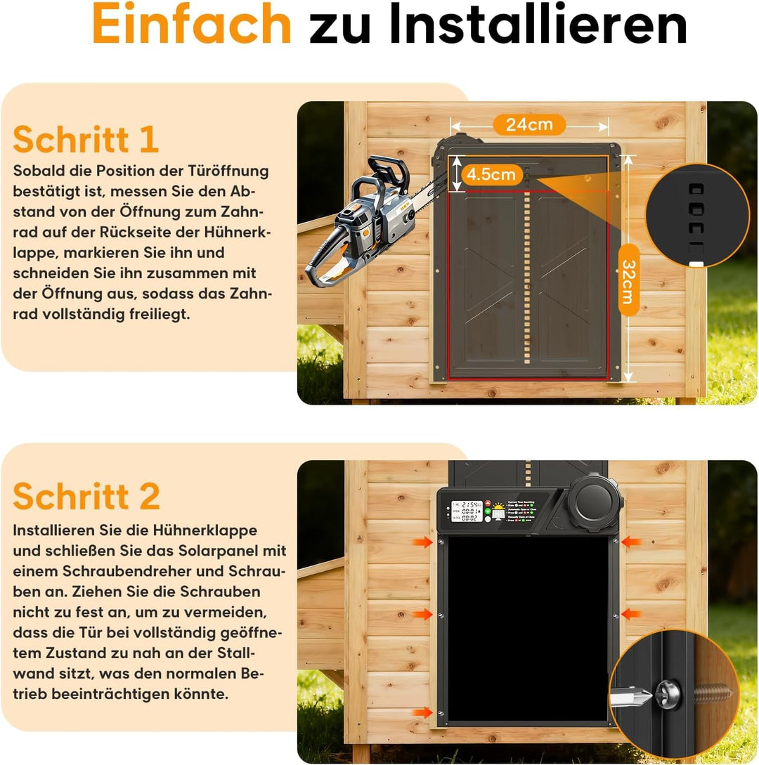 Automatische Hühnerklappe Solar mit Timer 27x24 cm Aluminium - Bild 8