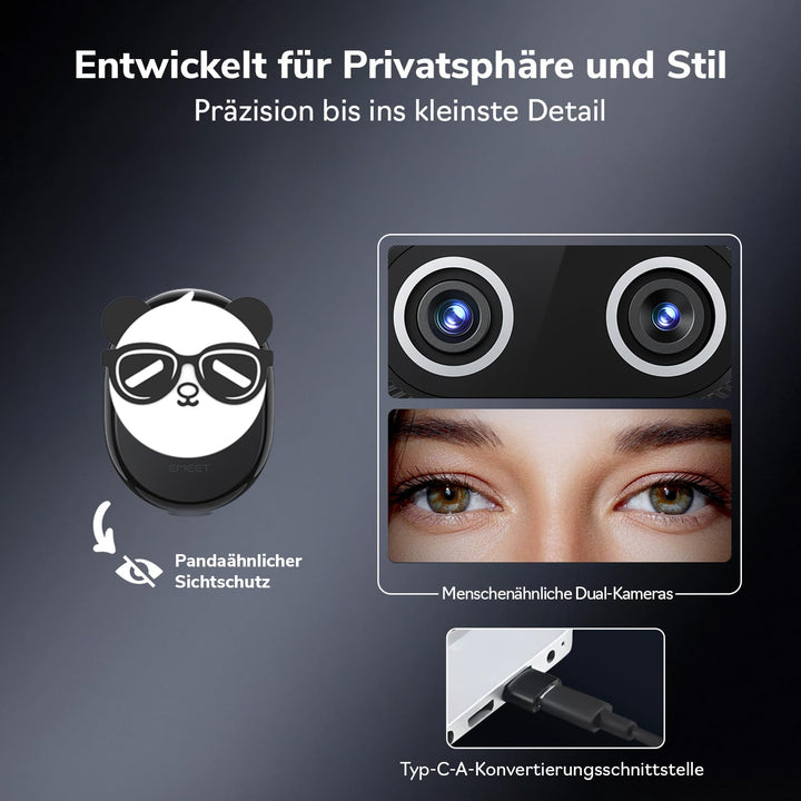 Webcam 4K Dual-Kamera KI-Fokus USB-C mit 3 Mikrofonen - Bild 4