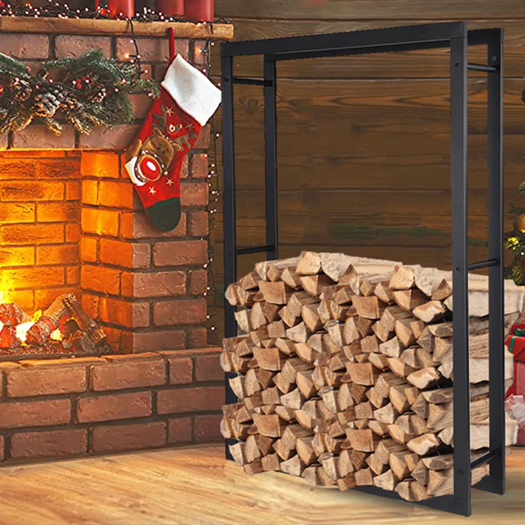Kaminholzregal Metall Schwarz 100x25x150 cm für Innen &amp; Aussen - Bild 4