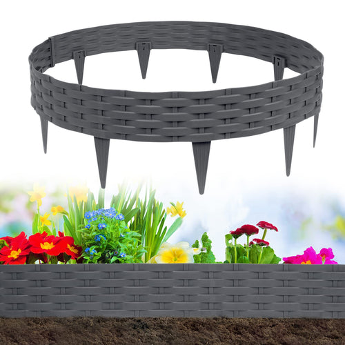 Rasenkante Kunststoff Rattan-Optik 20 m Anthrazit Beeteinfassung