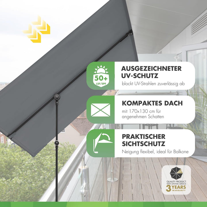 Balkonblende Stahl 170x130cm drehbar UV50+ Anthrazit Sichtschutz - Bild 2