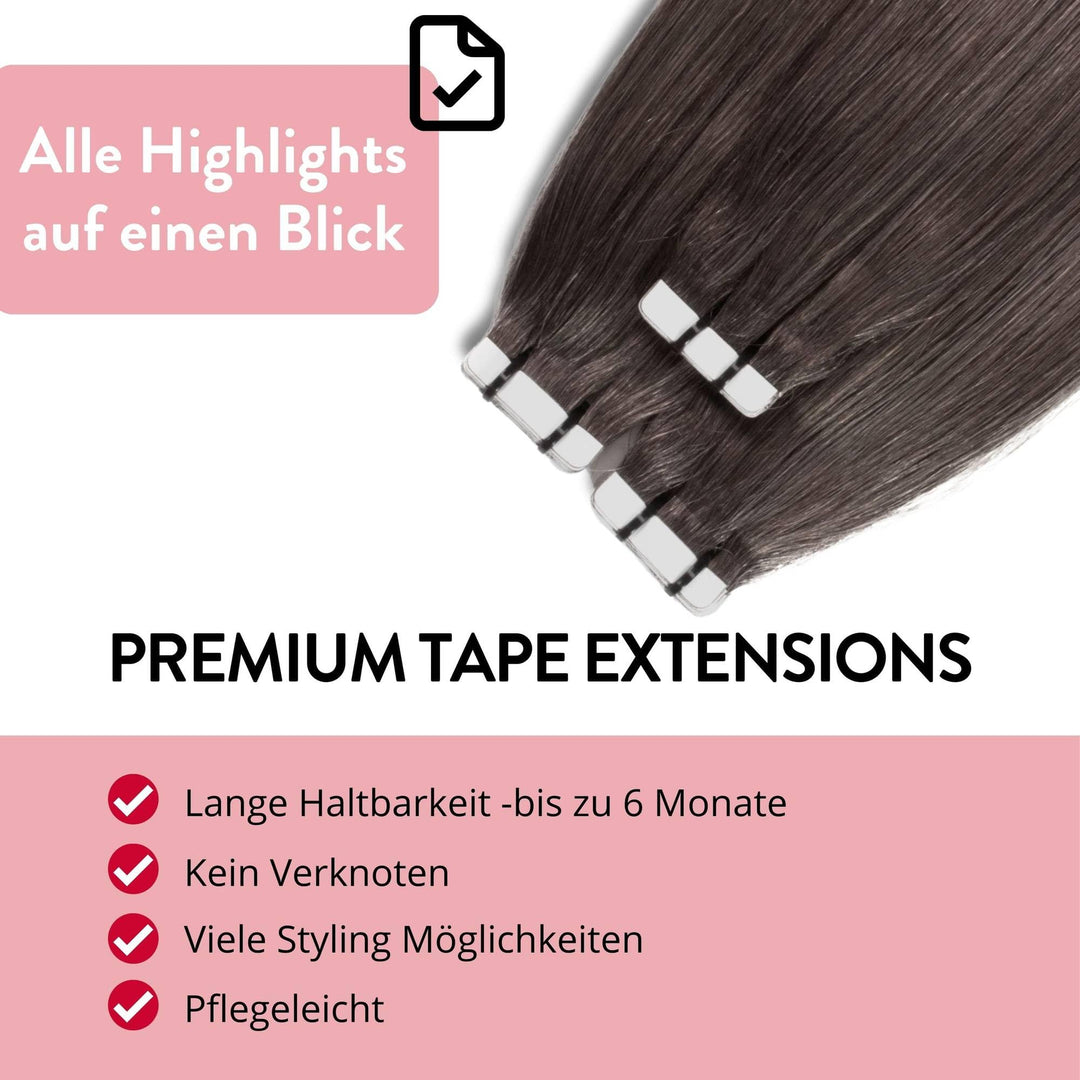 Tape Extensions Echthaar glatt 60cm Dunkelblond 10 Strähnen 25g - Bild 3