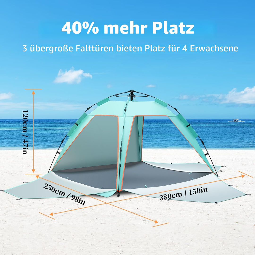 Strandzelt Pop-Up 3-5 Personen UPF 50+ mit 3 Türen - Bild 5