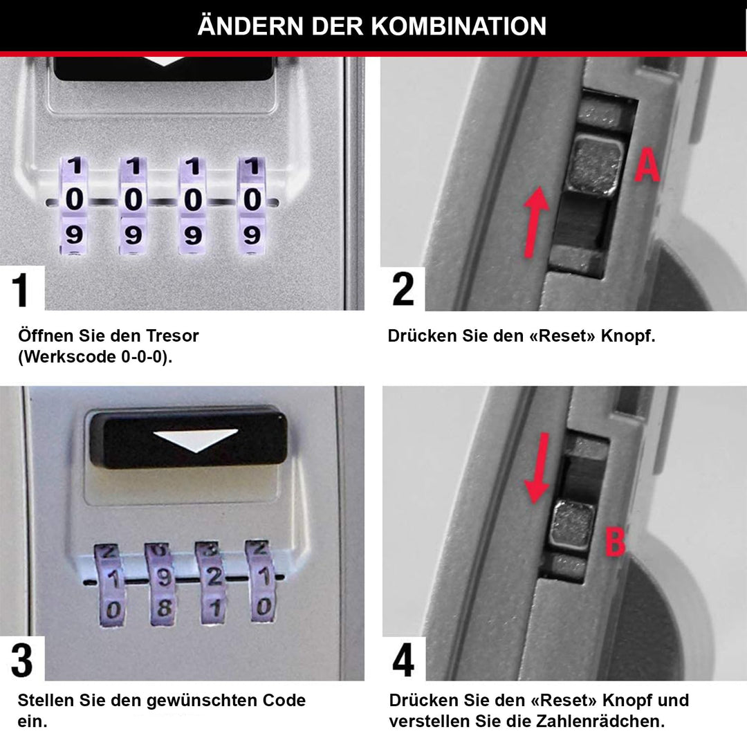 Schlüsseltresor mit beleuchtetem Zahlencode für Aussen, Wandmontage - Bild 7