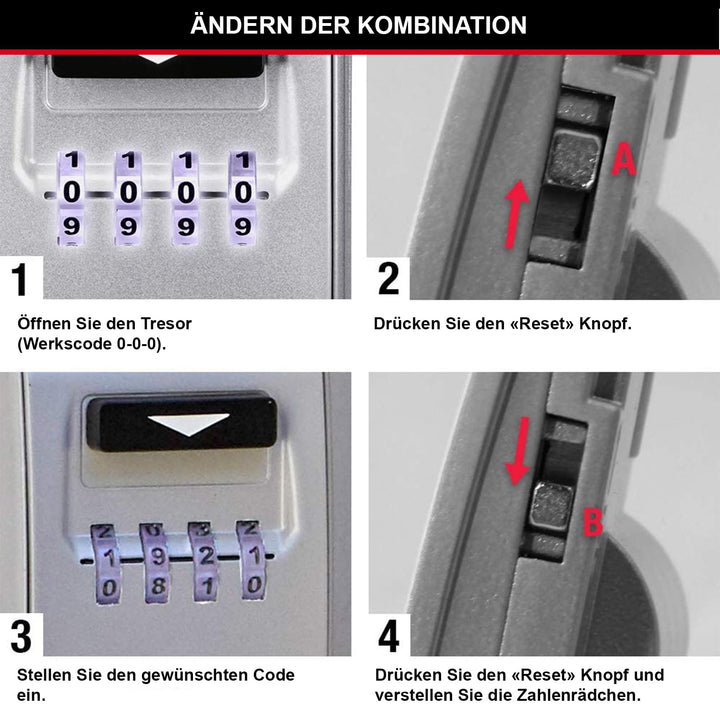 Schlüsseltresor mit beleuchtetem Zahlencode für Aussen, Wandmontage - Bild 7