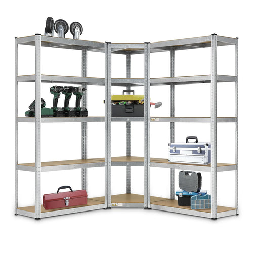 Schwerlastregal 3er-Set Metall/MDF 15 Böden 2625 kg für Keller Garage