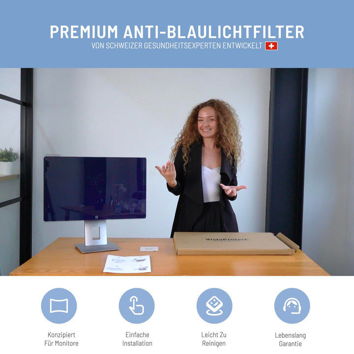 Monitor Blaulichtfilter 26-27 Zoll abnehmbar mit Sichtschutz - Bild 2