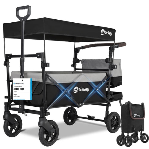 Bollerwagen faltbar mit Dach für 2 Kinder 110L 150kg Tragkraft