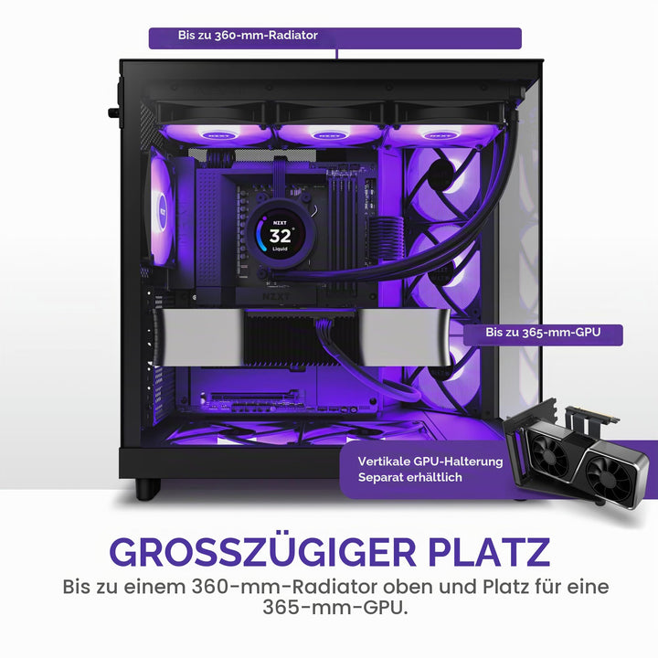 ATX PC-Gehäuse Dual-Kammer RGB 3x120mm Lüfter Panoramascheibe - Bild 8