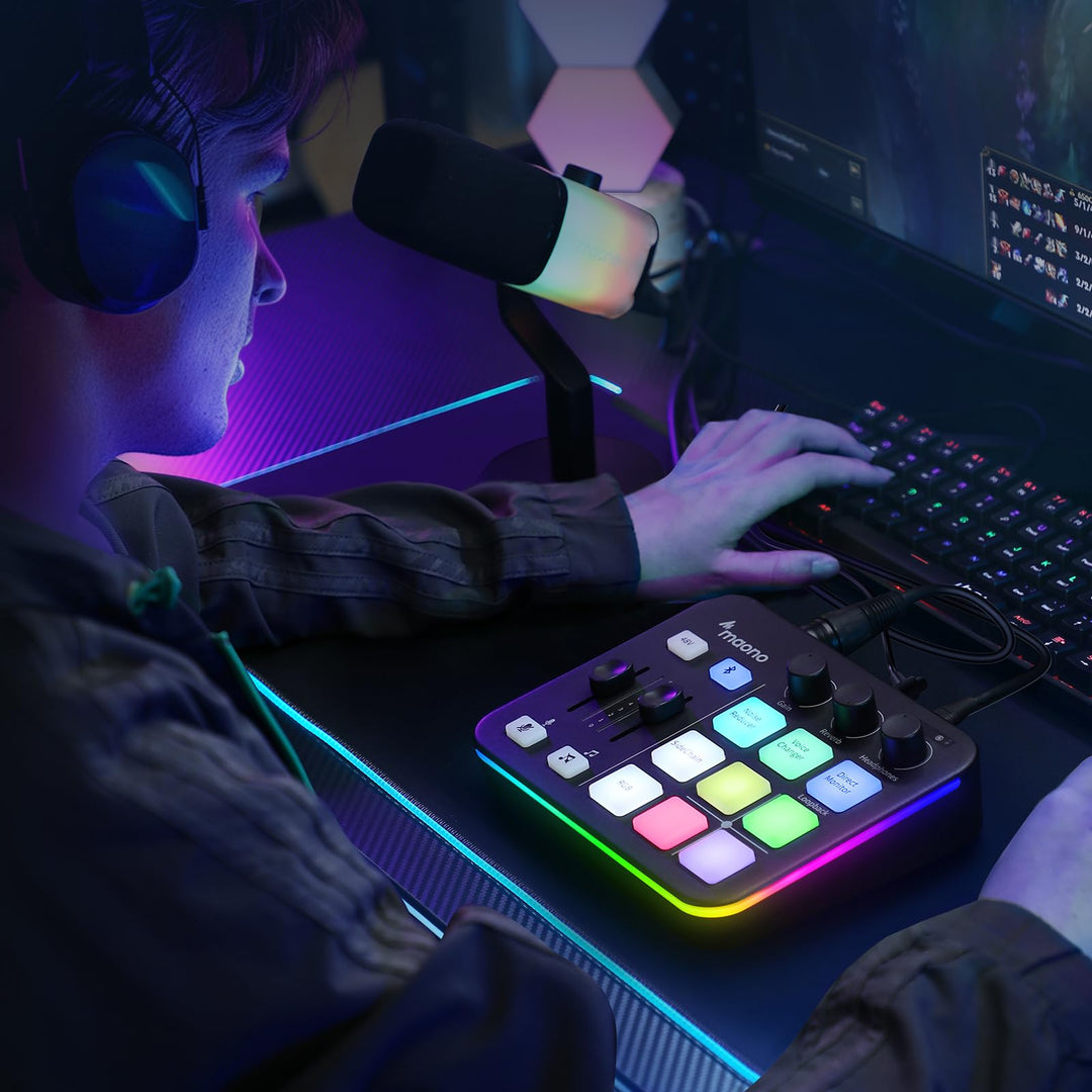 Gaming Audiomixer USB mit XLR-Eingang, 48V Phantomspeisung, RGB - Bild 9