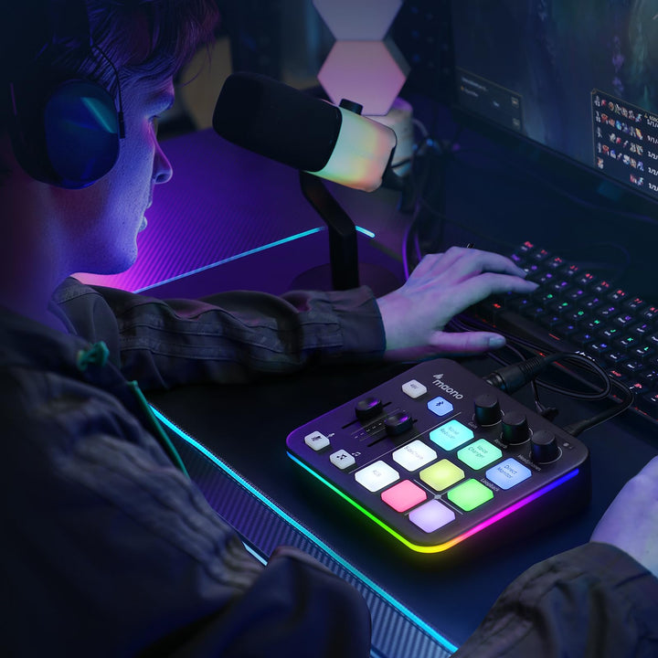 Gaming Audiomixer USB mit XLR-Eingang, 48V Phantomspeisung, RGB - Bild 9