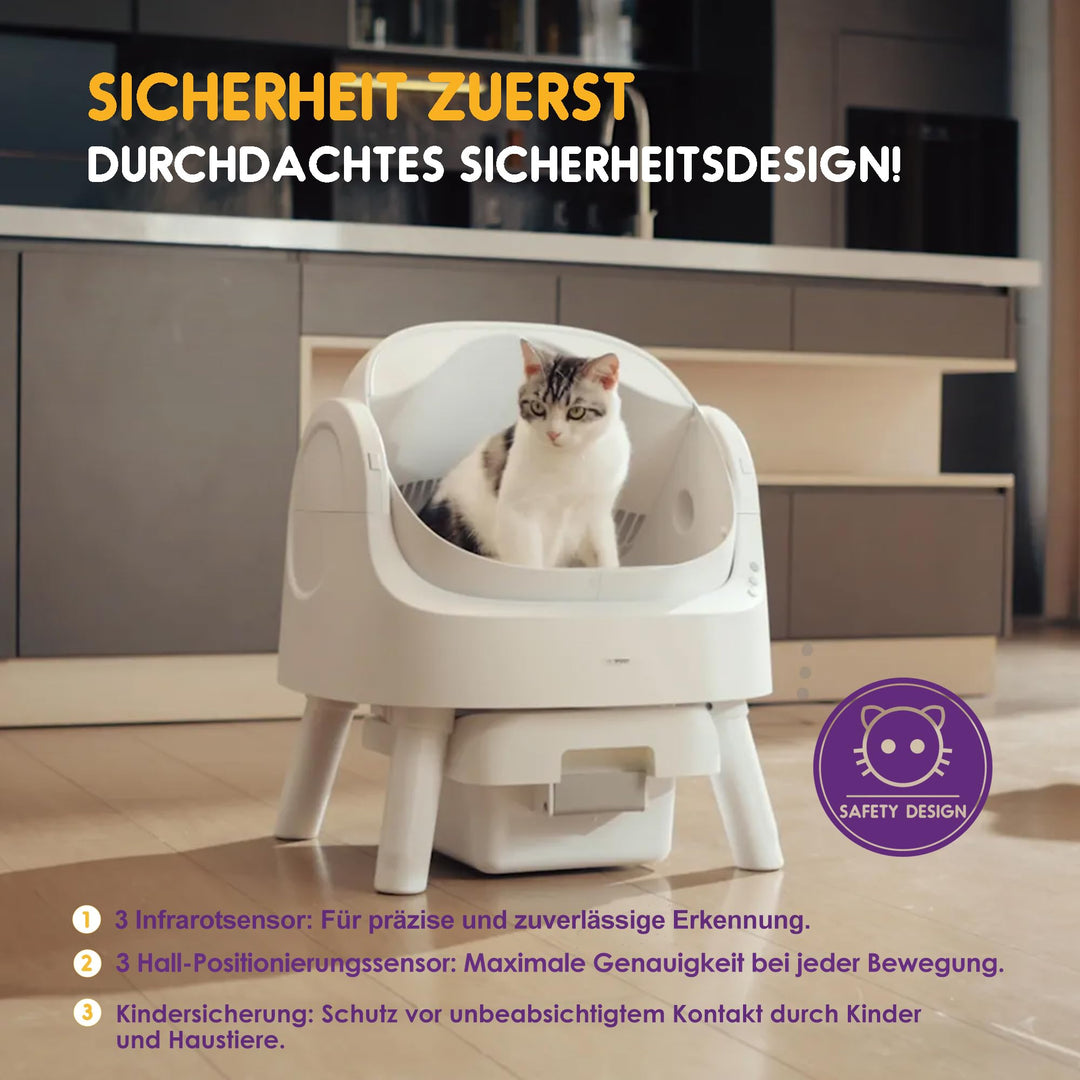Selbstreinigende Katzentoilette Offen 7,9L Streu 10L Abfall für grosse Katzen - Bild 4