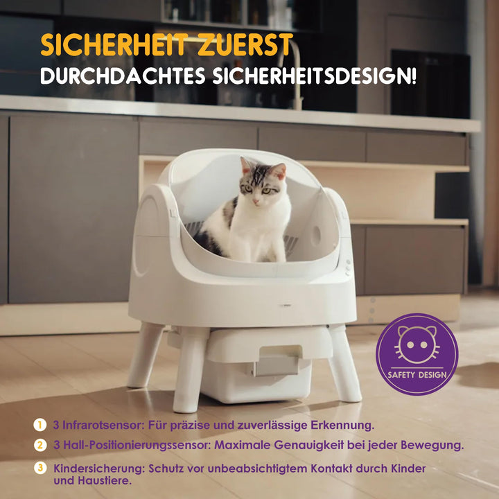 Selbstreinigende Katzentoilette Offen 7,9L Streu 10L Abfall für grosse Katzen - Bild 4