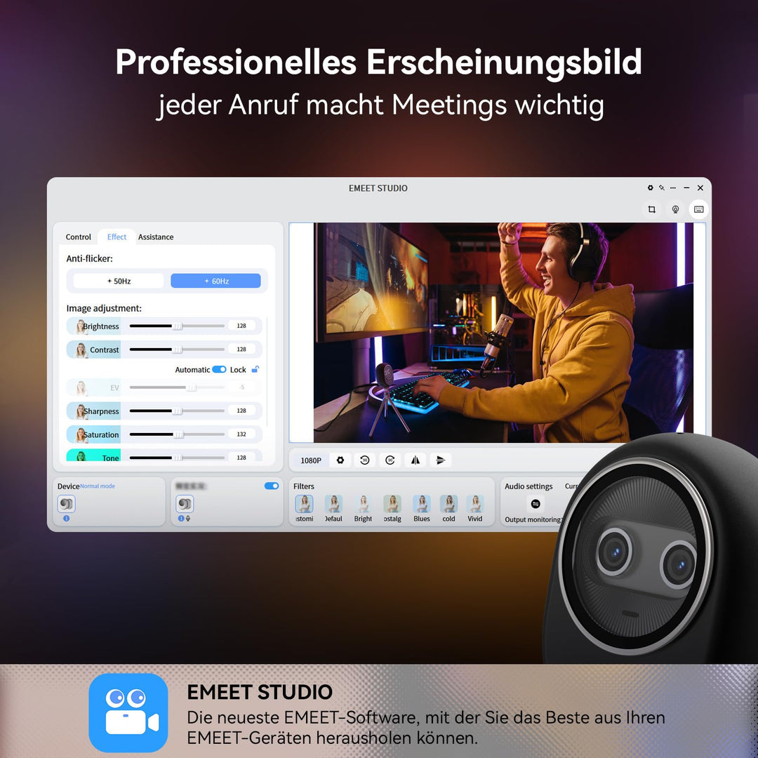Webcam 4K Dual-Kamera KI-Fokus USB-C mit 3 Mikrofonen - Bild 10