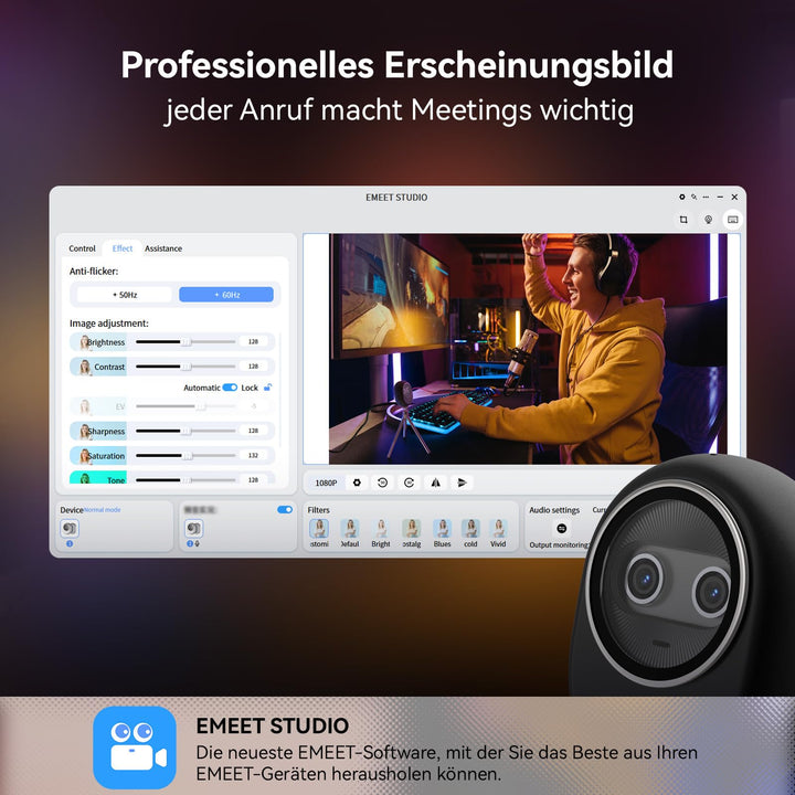 Webcam 4K Dual-Kamera KI-Fokus USB-C mit 3 Mikrofonen - Bild 10