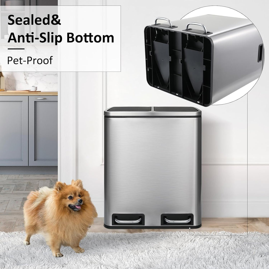 Mülleimer Doppelfach 30L Edelstahl Soft-Close Treteimer - Bild 7