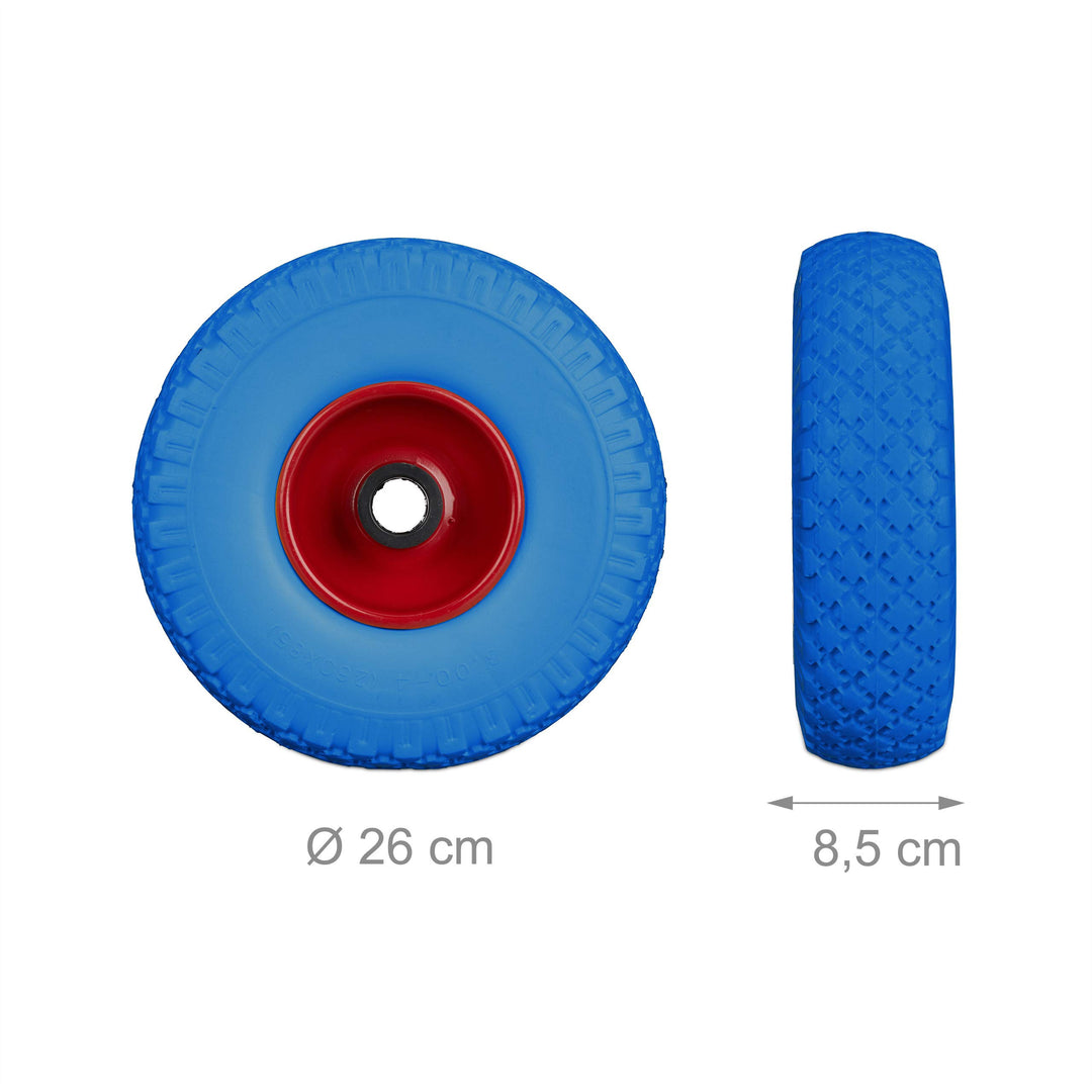 Sackkarrenrad pannensicher PU-Vollgummi 26 cm 4er Set blau-rot - Bild 4
