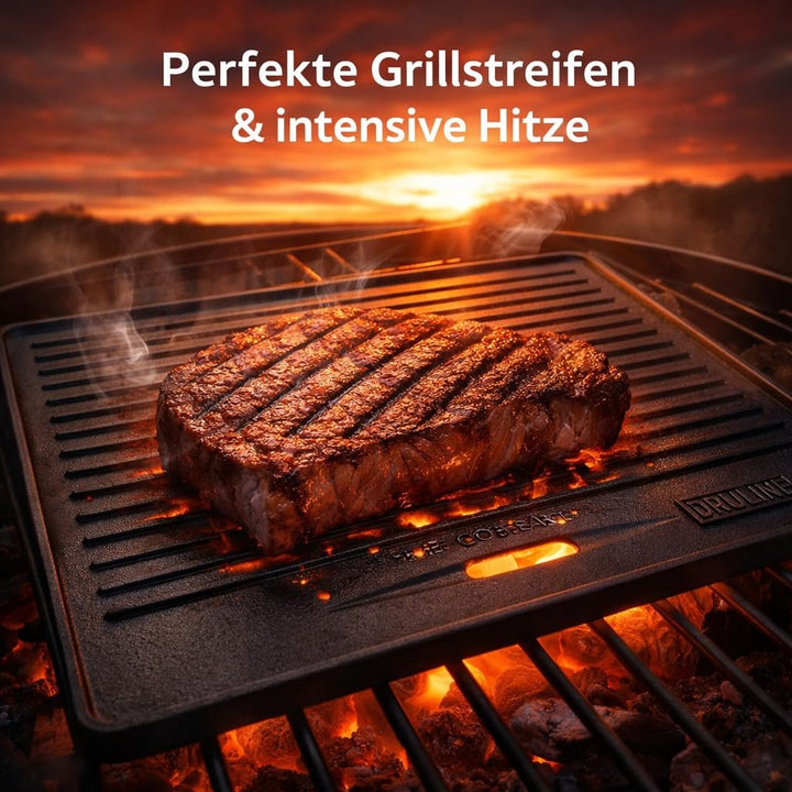 Gusseisen-Wendeplatte 2-in-1 geriffelt &amp; glatt 40x30 cm Gasgrill - Bild 2