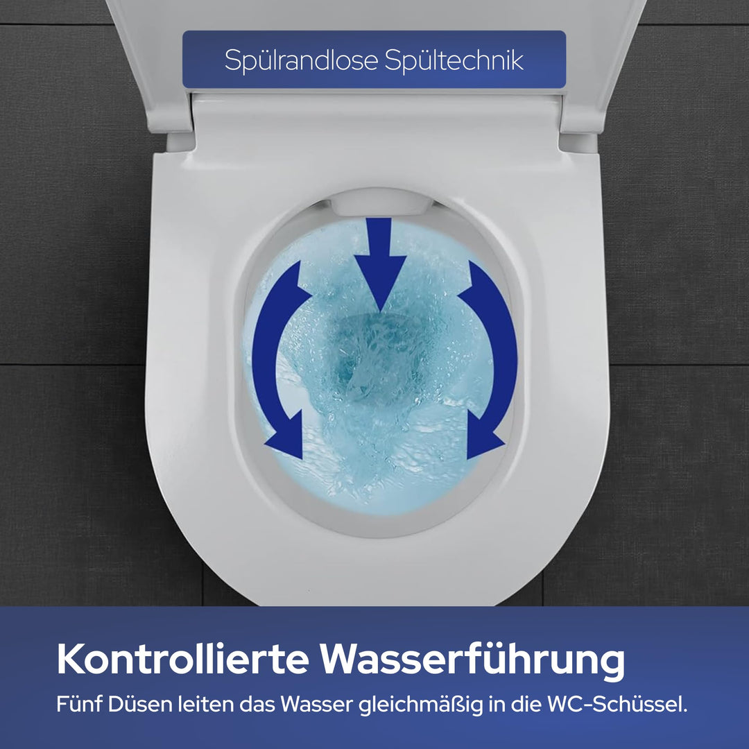 Wand-WC spülrandlos mit Nano-Beschichtung &amp; Absenkautomatik 50x36 cm - Bild 3