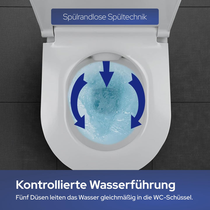 Wand-WC spülrandlos mit Nano-Beschichtung &amp; Absenkautomatik 50x36 cm - Bild 3